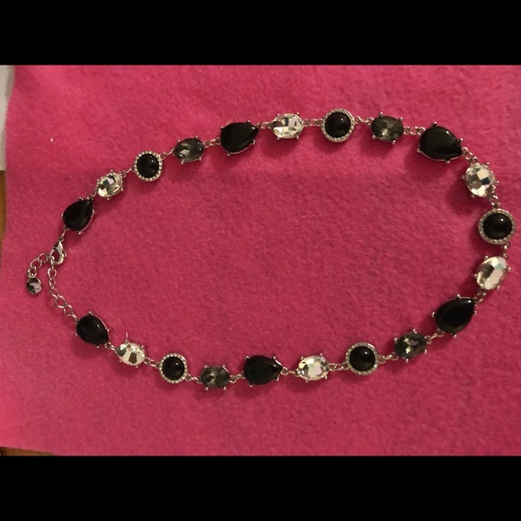 Charter Club SilverTone Black, Crystal & Smoke stone necklace . - Picture 4 of 6